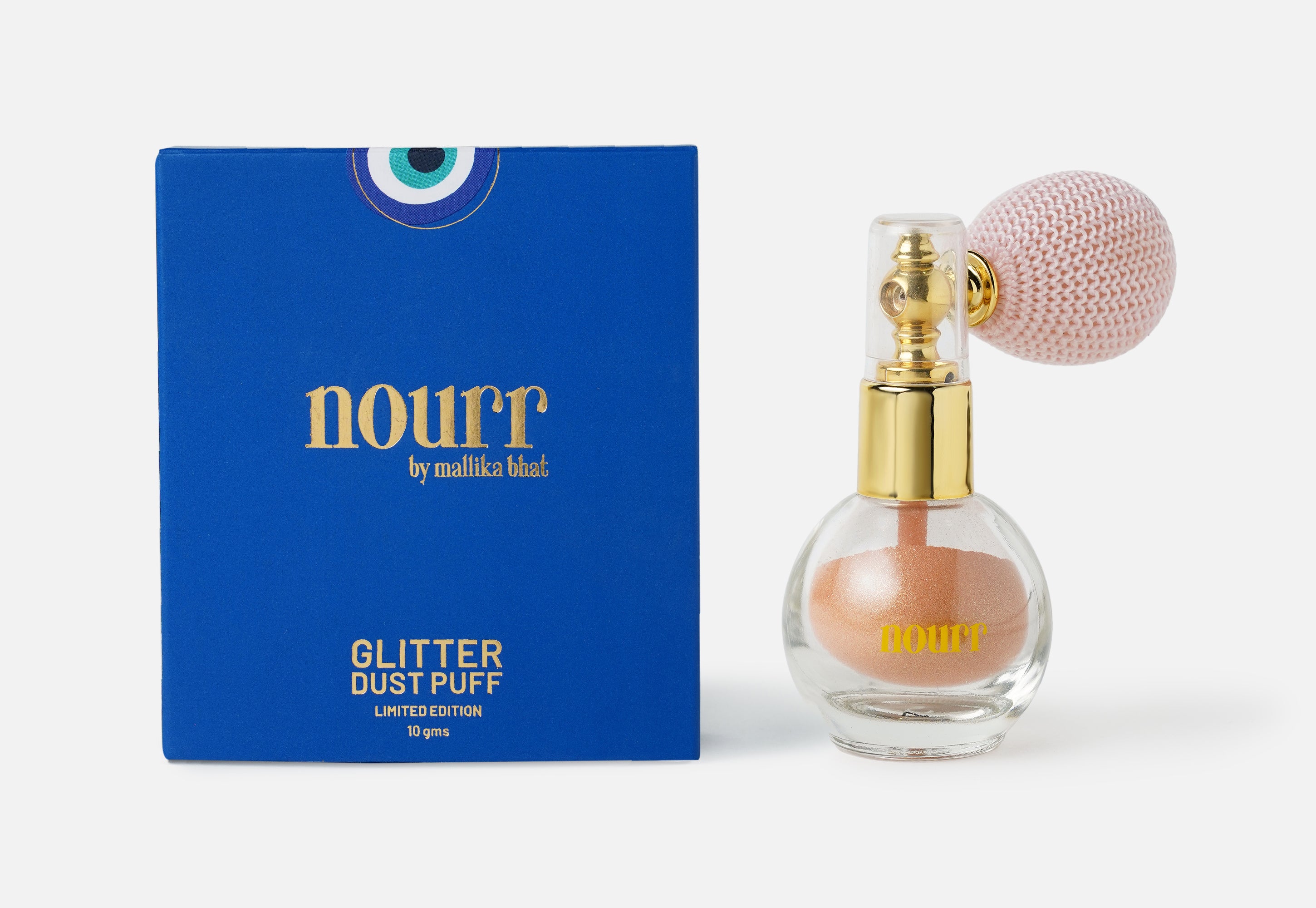 Nourr's Limited Edition Glitter Eyeshadow, Eyeliner and Glitter Dust Puff Bundle